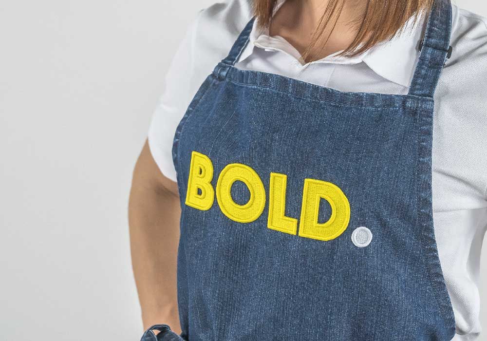 Tablier brodé pour une start-up